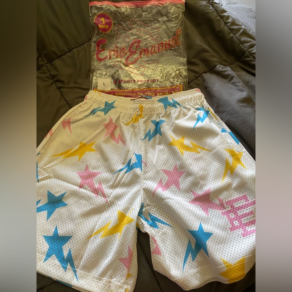 Bape Eric Emanuel white shorts